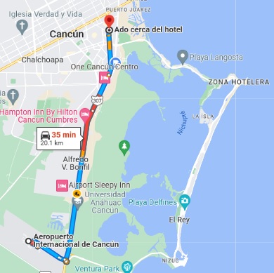 camion del aeropuerto de cancun a zona hotelera 