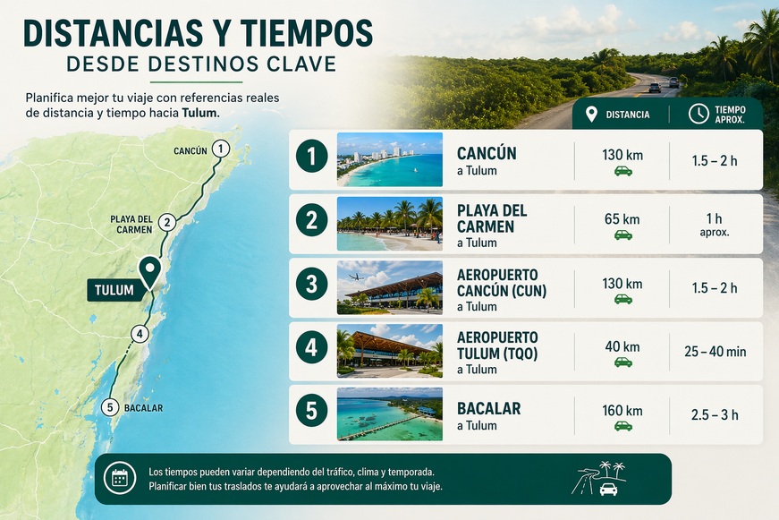 distancia y tiempo tulum